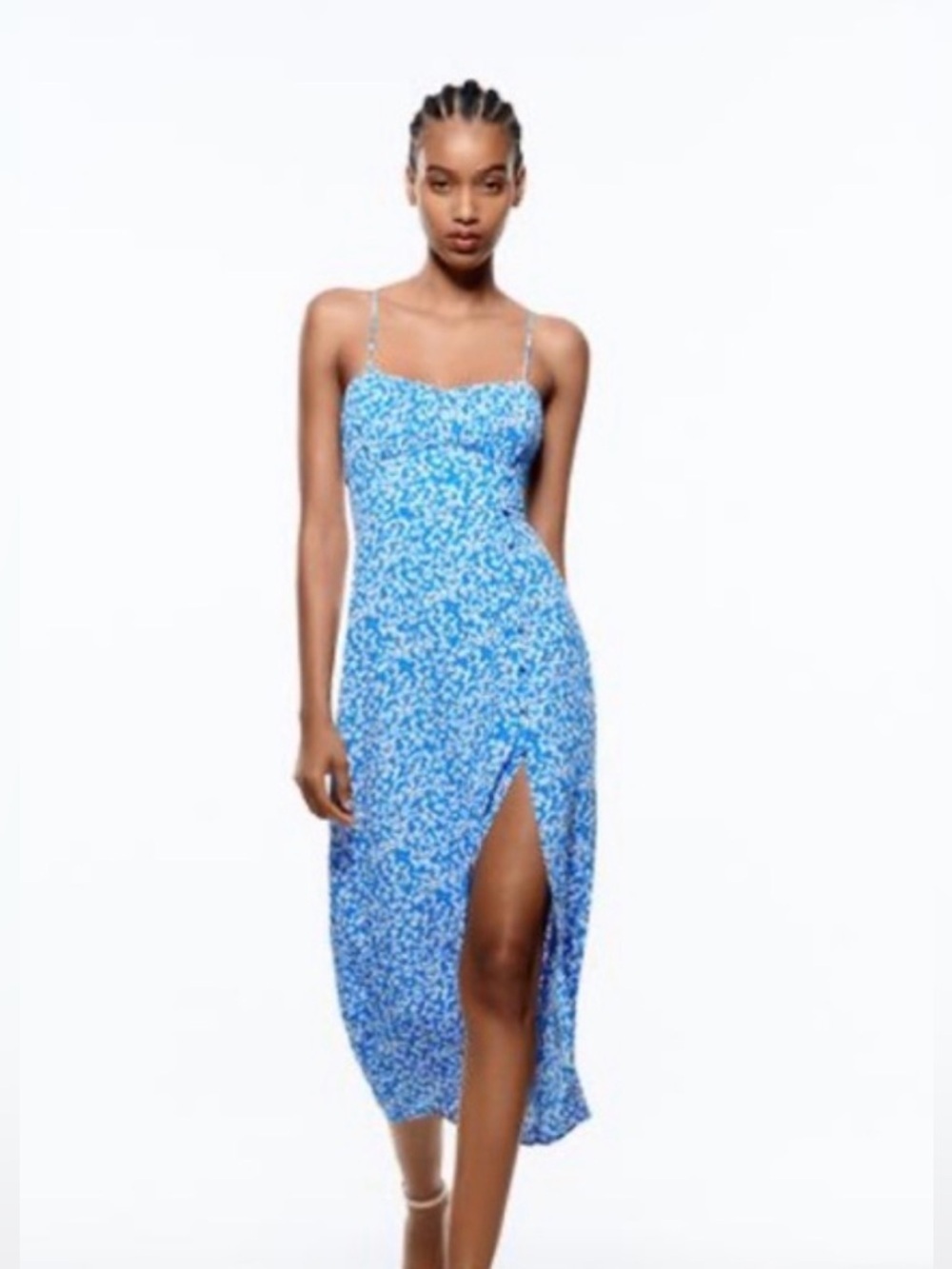Zara Floral Maxi with Spaghetti Straps Summer Feminine Size S